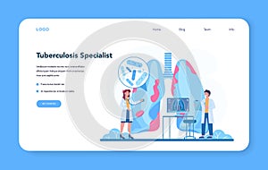 Tuberculosis specialist web banner or landing page set. Human pulmonary