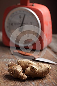 Tubers of Jerusalem artichoke photo