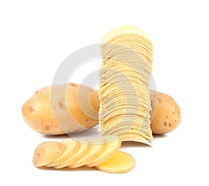 Tubers of potato and stack chips