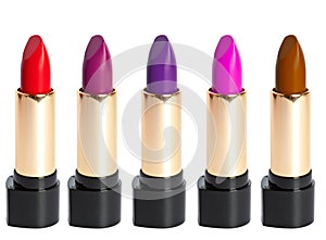 Tubes of different color lipstick