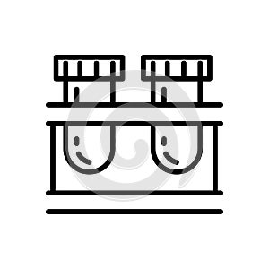 Tubes or flasks, chemical test lab equipment, isolated linear icon