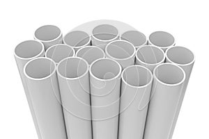 Tubes PVC pipes isolated on white background, 3D rendering