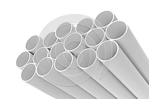 Tubes PVC pipes isolated on white background, 3D rendering