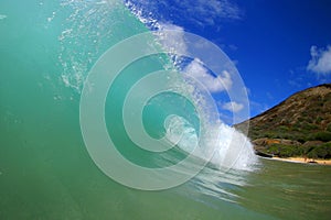 Tubing Surfing Waves at Sandy Beach Hawaii