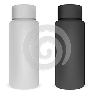 Tubular Cosmetic Bottle Set. Cylinder Can Mockup