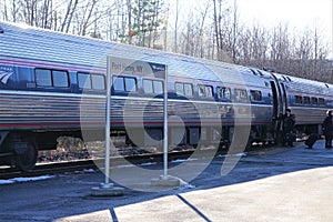 Port Henry Amtrak railway station, New York. December 2019