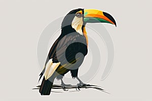 Tucan, single bird, against a white background