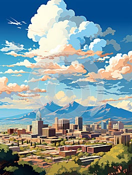 Tucson Arizona Skyline, a city with mountains in the background