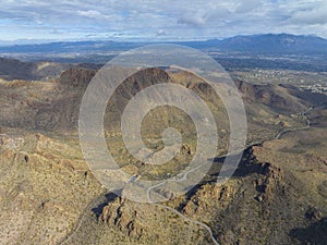 Tucson Mountains aerial view, Tucson, AZ, USA
