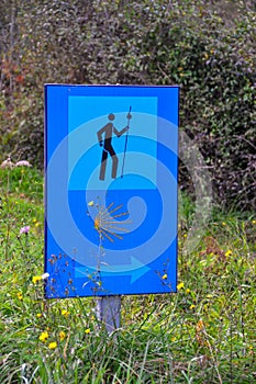 Pilgrim sign at the Camina de Compostella in Spain photo