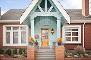 tudor gable, classic wooden front door