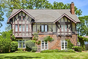 Tudor Style House with Ivy in Suburban Fort Wayne