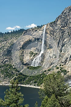 Tueeualal Falls Rushes Down Cliff to Hetch Hetchy