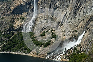 Tueeulala and Wapama Falls Rush Towards Hetch Hetchy Resevoir photo