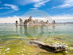 Tufa in the salty waters of Mono Lake in California