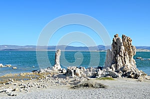 Tufa spires rising out of Mono Lake, California