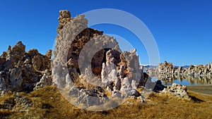 Tufa towers columns of limestone at Mono Lake in California - travel photography