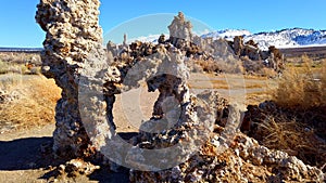 Tufa towers columns of limestone at Mono Lake in California - travel photography