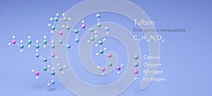 tuftsin molecule, molecular structures, endogenous tetrapeptide, 3d model, Structural Chemical Formula and Atoms with Color Coding