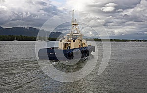 Tug boat coming into harbor