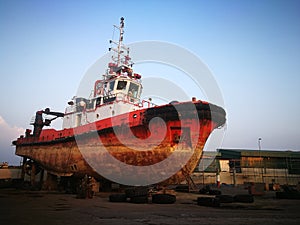 Tug boat at dry docking