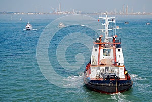 Tug boat in Grand Canal of Venice