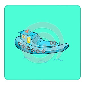 Tug Boat Isolated Vector, Passenger ship, Illustration Graphic Design Images