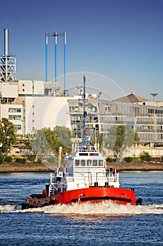 Tug boat in port