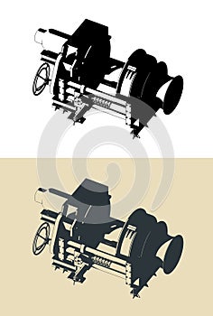 Tug boat winch illustrations