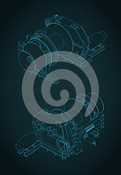 Tug boat winch isometric blueprint