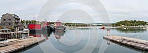 Tug boats docked in a harbour