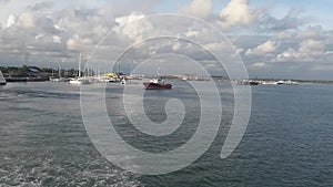 Tug boats and other small boats at Benoa harbour at Bali