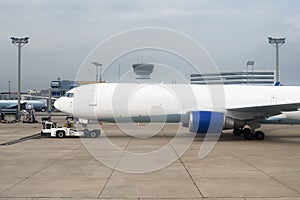 TUG Pushback tractor with Aircraft.