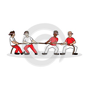 tug of war or competition during indonesian independence day