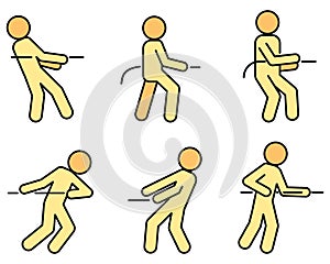 Tug of war game icons set vector color