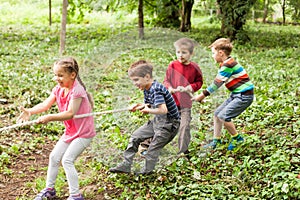 Tug-of-war in park