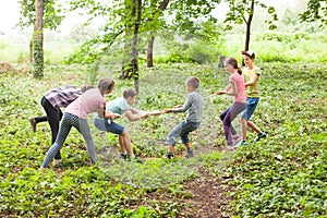 Tug-of-war in park