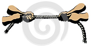 Tug of war. Vector drawing