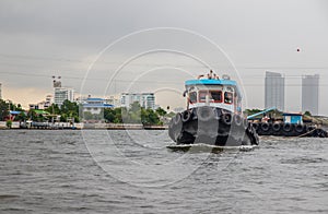 A Tugboat at the Chao Phraya River in Bangkok Thailand