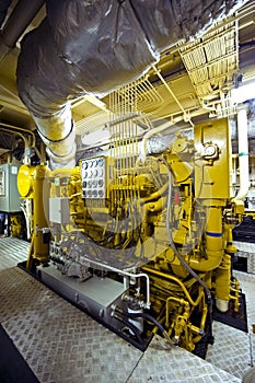 Tugboat diesel engine photo