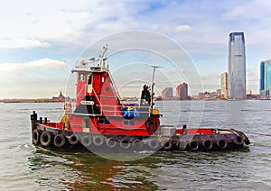 Tugboat on the Hudson River in New York, USA