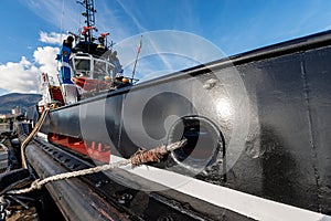 Tugboat moored in the Harbor - La Spezia Italy