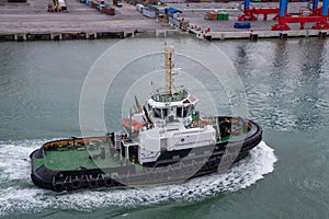 Tugboat after mooring operation