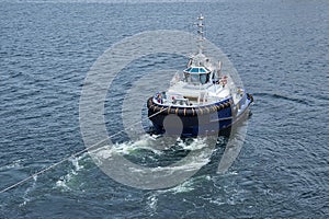 Tugboat after mooring operation