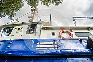 Tugboat R.F. Grant side view at the Maritime Park of Saint-Laurent, Ile d\' Orleans