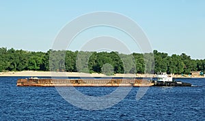 Tugboat and river barge