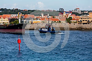 Tugboat and Tanker Beyond Red Channel Marker