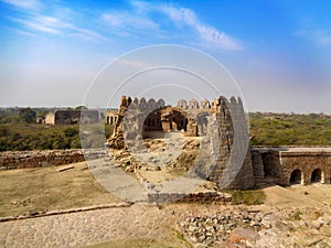 Tughlaqabad Fort vintage Mughal Architecture monument in delhi