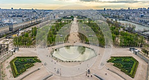 Tuileries Garden is public garden between Louvre Museum and Place de la Concorde in Paris, France. Architecture and