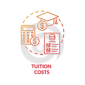 Tuition costs red gradient concept icon